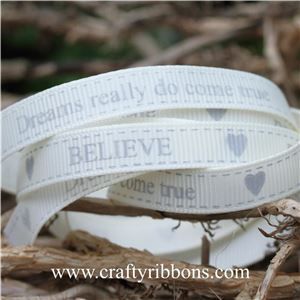 Wedding Owl Ribbon - BELIEVE Bridal White